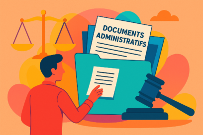 Illustration d'une personne qui consulte un dossier contenant des documents administratifs. - Agrandir l'image, fenêtre modale