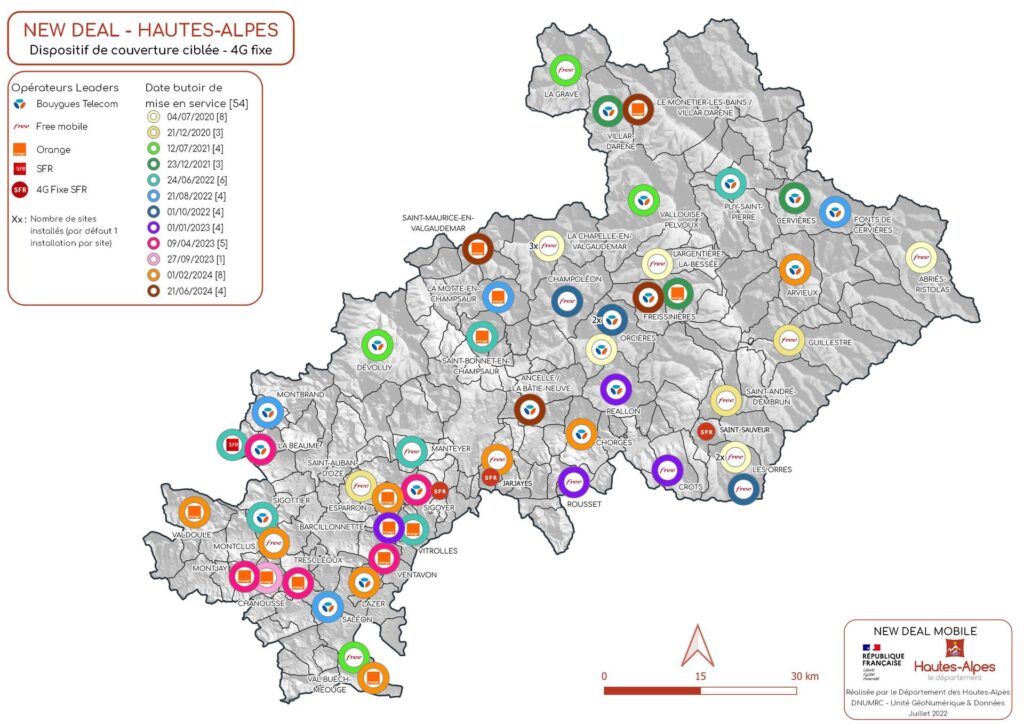 Carte du Département représentant la couverture 4G - Agrandir l'image, fenêtre modale