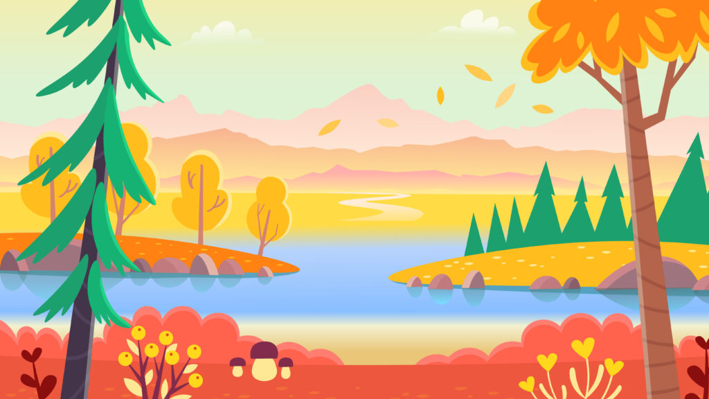 Dessin d'un paysage automnal - Agrandir l'image, fenêtre modale