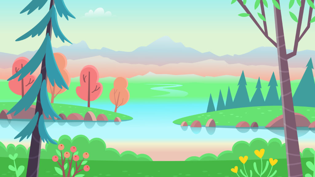 Dessin d'un paysage printanier - Agrandir l'image, fenêtre modale