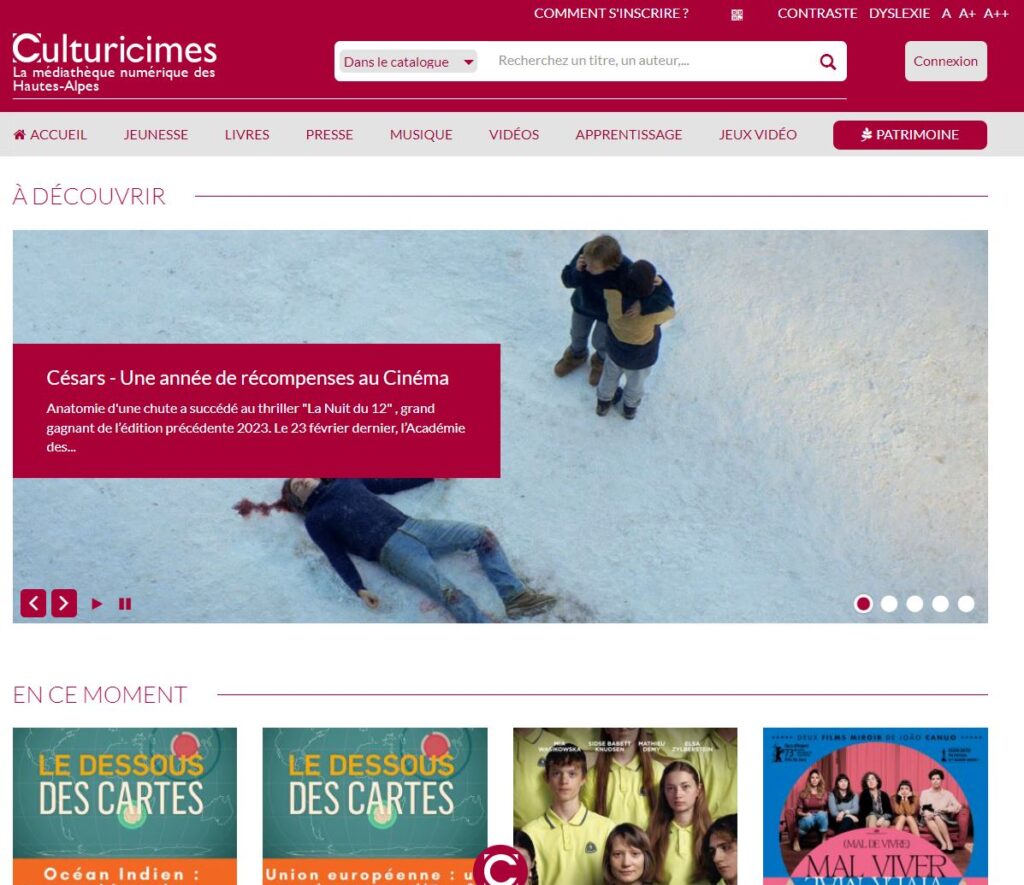 Capture d'écran du site Culturicimes - Agrandir l'image, fenêtre modale